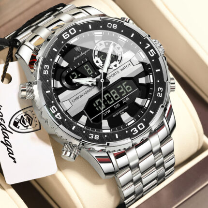 Poedagar E122 Men's Multifunctionality Chronograph Quartz Watch (Silver+Black)
