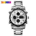 SKMEI 1389 Waterproof Stainless Steel Men Digital Watch (Silver+White)