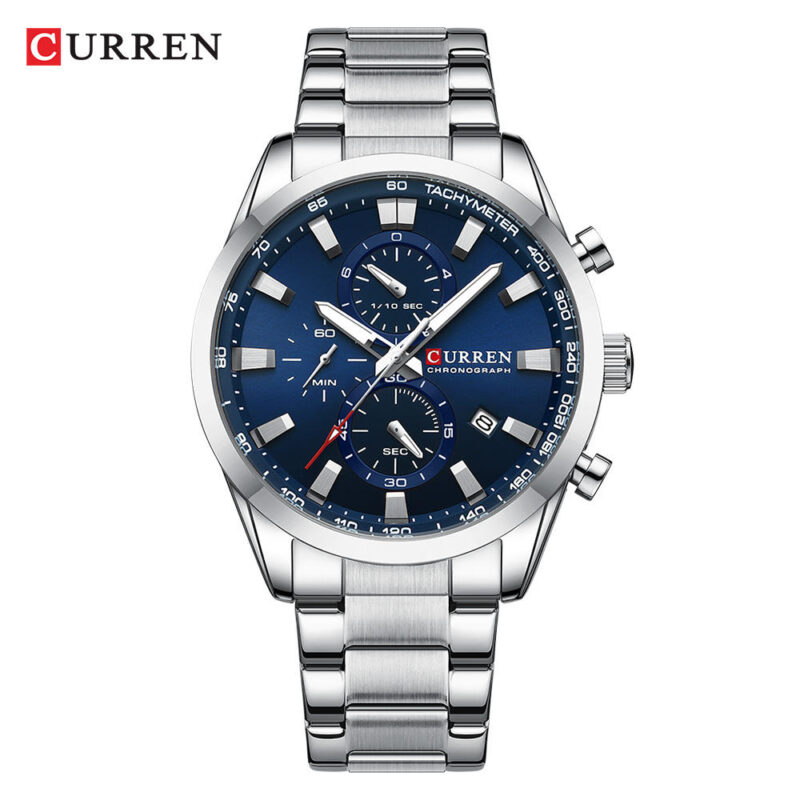 Curren 8445 Luxury Brand Watch for Men (Silver+Blue)