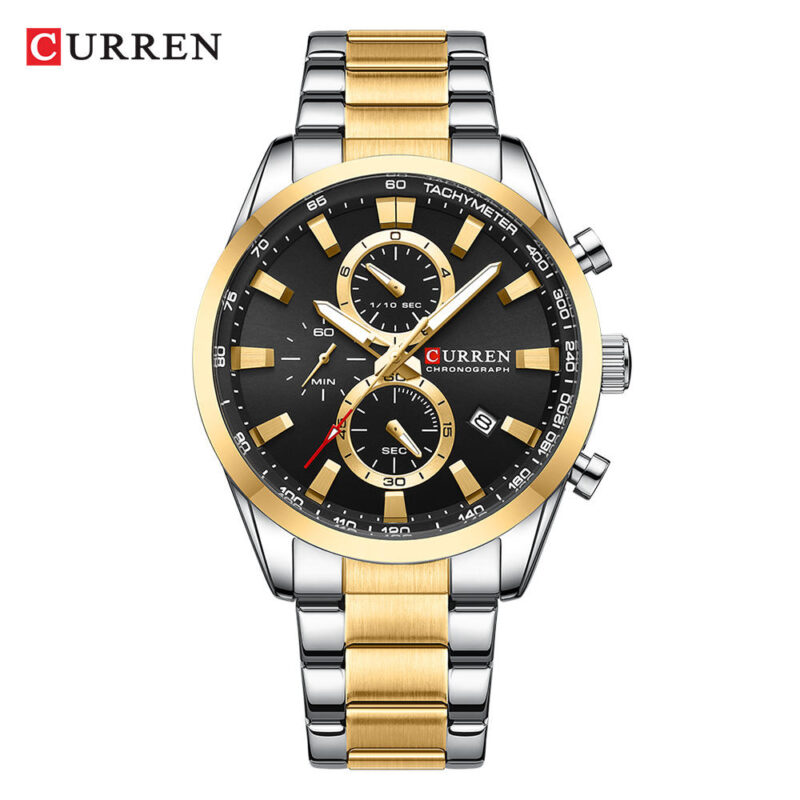 Curren 8445 Luxury Brand Watch for Men (Silver+Gold+Black)