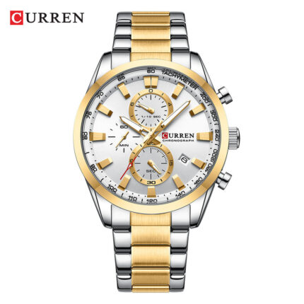 Curren 8445 Luxury Brand Watch for Men (Silver+Gold+White)