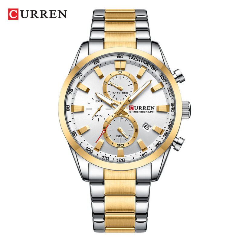 Curren 8445 Luxury Brand Watch for Men (Silver+Gold+White)