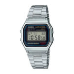 Casio A158WA-1 Vintage Digital Chain Watch for Men (Silver+Black)