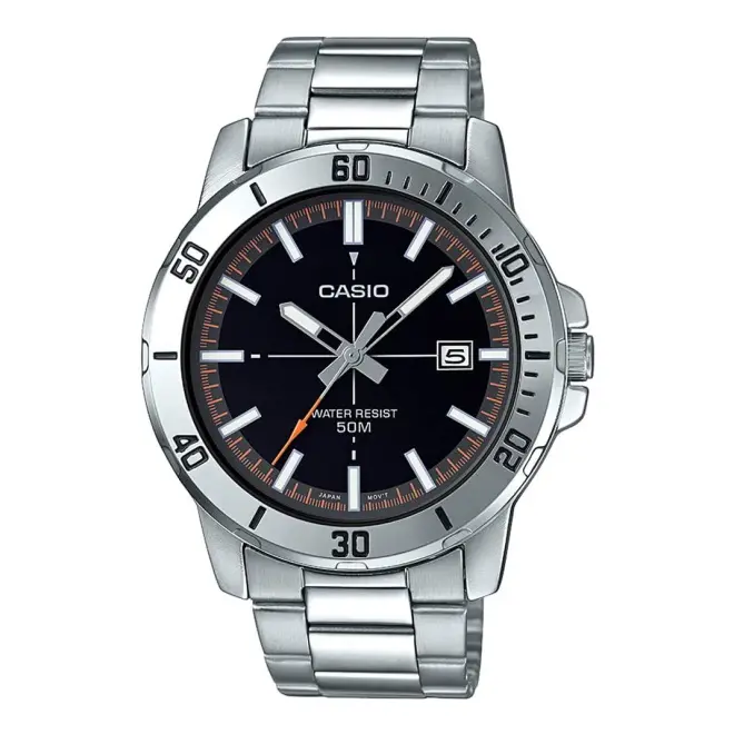 Casio MTP-VD01D-1E2VUDF Enticer Black Dial Stainless Steel Watch (Silver+Black)