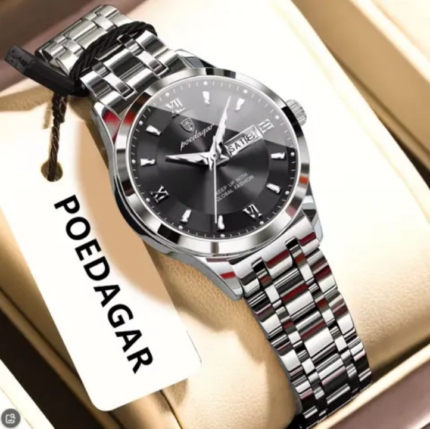 Poedagar 503 Luxury Luminous Watch For Woman (Silver+Black)
