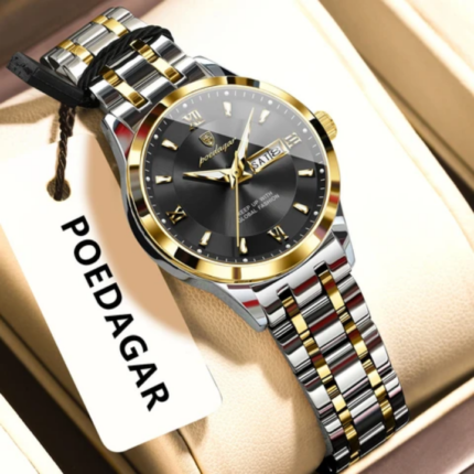 Poedagar 503 Luxury Luminous Watch For Woman (Silver+Gold+Black)