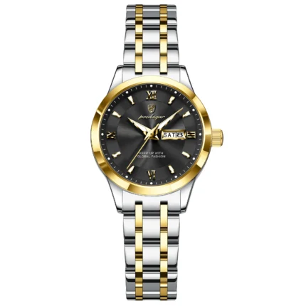 Poedagar 503 Luxury Luminous Watch For Woman (Silver+Gold+Black)
