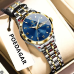 Poedagar 503 Luxury Luminous Watch For Woman (Silver+Gold+Blue)