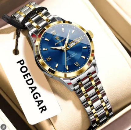 Poedagar 503 Luxury Luminous Watch For Woman (Silver+Gold+Blue)
