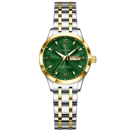 Poedagar 503 Luxury Luminous Watch For Woman (Silver+Gold+Green)