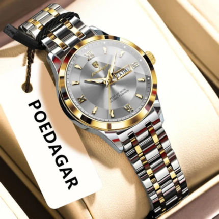 Poedagar 503 Luxury Luminous Watch For Woman (Silver+Gold+Grey)
