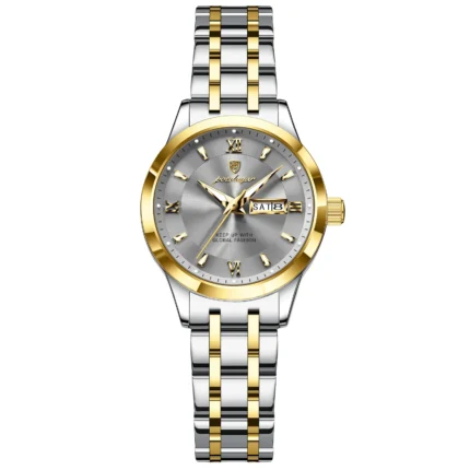 Poedagar 503 Luxury Luminous Watch For Woman (Silver+Gold+Grey)