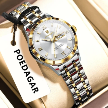 Poedagar 503 Luxury Luminous Watch For Woman (Silver+Gold+White)