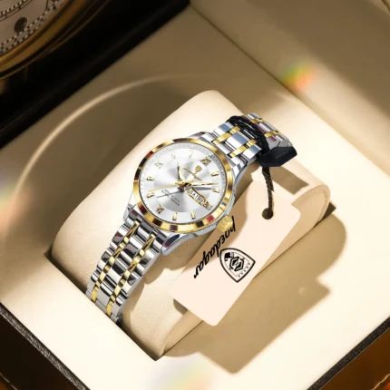 Poedagar 503 Luxury Luminous Watch For Woman (Silver+Gold+White)