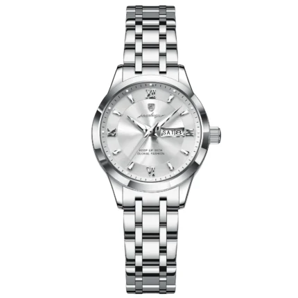 Poedagar 503 Luxury Luminous Watch For Woman (Silver+White)