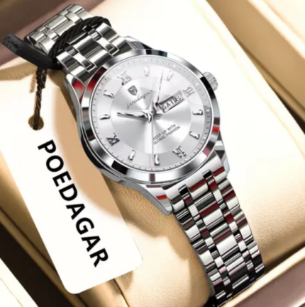 Poedagar 503 Luxury Luminous Watch For Woman (Silver+White)