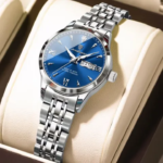 Poedagar 504 Luxury Luminous Watch For Woman (Silver+Blue)