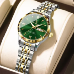 Poedagar 504 Luxury Luminous Watch For Woman (Silver+Gold+Green)