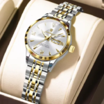 Poedagar 504 Luxury Luminous Watch For Woman (Silver+Gold+White)