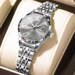 Poedagar 504 Luxury Luminous Watch For Woman (Silver+Grey)