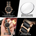 Poedagar 505 Luxury Quartz Wrist Watch Ceramic Strap For Women
