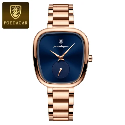 Poedagar 783 Waterproof Luxury Female Watch (Rose Gold+Blue)