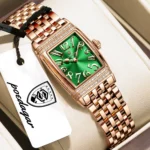 Poedagar 799 Luxury Stainless Steel Fashion Quartz Watch For Woman (Rose Gold+Green)