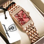 Poedagar 799 Luxury Stainless Steel Fashion Quartz Watch For Woman (Rose Gold+Red)