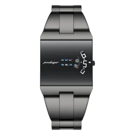 Poedagar 857 Premium Rectangle Quartz Men's Watch with Stainless Steel Strap (Grey+Black)