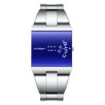 Poedagar 857 Premium Rectangle Quartz Men's Watch with Stainless Steel Strap (Silver+Blue) - Image 2