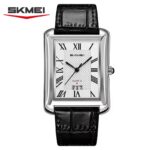 SKMEI 2575 Men’s Square Leather Quartz Watch (Black+Silver)