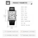 SKMEI 2575 Men’s Square Leather Quartz Watch (Black+Gold+Silver) - Image 3
