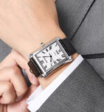 SKMEI 2575 Men’s Square Leather Quartz Watch (Black+Silver)