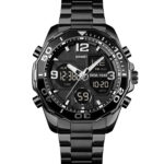 Skmei 1649 Dual Time Sport Stainless Steel Watch (Black)
