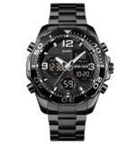Skmei 1649 Dual Time Sport Stainless Steel Watch (Black)