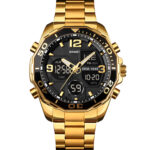 Skmei 1649 Dual Time Sport Stainless Steel Watch (Gold+Black)