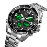 Skmei 1649 Dual Time Sport Stainless Steel Watch (Silver+Black)