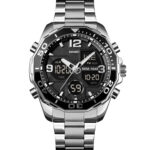 Skmei 1649 Dual Time Sport Stainless Steel Watch (Silver+Black)