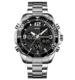 Skmei 1649 Dual Time Sport Stainless Steel Watch (Silver+Black)