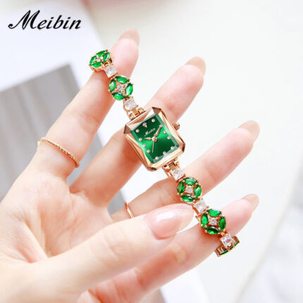 Meibin 1860 Luxury Quartz Bracelet Watch For Women (Green)