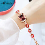 Meibin 1860 Luxury Quartz Bracelet Watch For Women (Red)