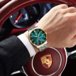 Poedagar 854 Luxury Moon Phase Quartz Stainless Steel Watch For Men