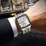 Poedagar 866 Luxury Square Quartz Chronograph Watch for Men